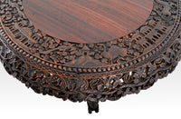 Antique 19th Century Anglo-Indian Carved Rosewood Tilt-Top Table, Circa 1870