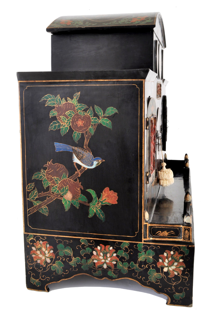 Antique Chinese Qing Dynasty Lacquer Cloisonné Buddhistic Shrine / Cabinet, circa 1900