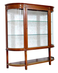 Antique Louis XVI Style English Mahogany Curved Cabinet, Circa 1900