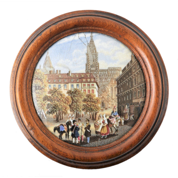 Antique Decorated Prattware Pot Lid, Circa 1870