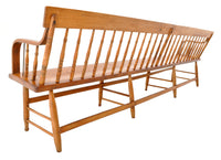 Antique American Windsor Pine & Maple Spindle Back Colonial Deacon's Bench, circa 1860