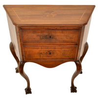 Pair of Antique Italian Inlaid Walnut Baroque Commodes / Chests / Stands / Tables, circa 1750
