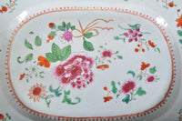 Antique Chinese Qing Dynasty Famille Rose Celadon Octagonal Serving Plate, Circa 1850