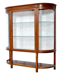 Antique Louis XVI Style English Mahogany Curved Cabinet, Circa 1900