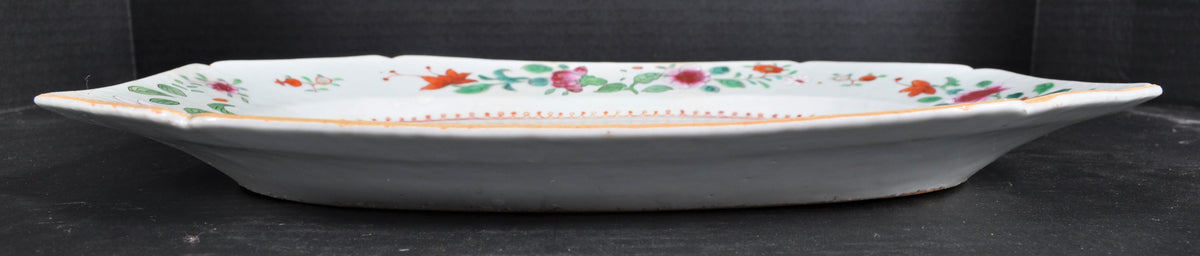 Antique Chinese Qing Dynasty Famille Rose Celadon Octagonal Serving Plate, Circa 1850