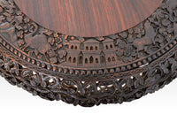 Antique 19th Century Anglo-Indian Carved Rosewood Tilt-Top Table, Circa 1870