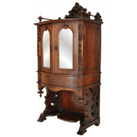 Antique American Renaissance Revival Carved Rosewood Music Cabinet, circa 1870