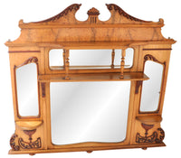 Antique American Neo-Classical Walnut & Ash Overmantel Mirror, circa 1870