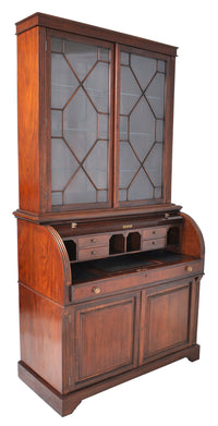 Fine Antique 19th Century George IV Mahogany Cylinder Bookcase / Secretary / Desk, Circa 1830