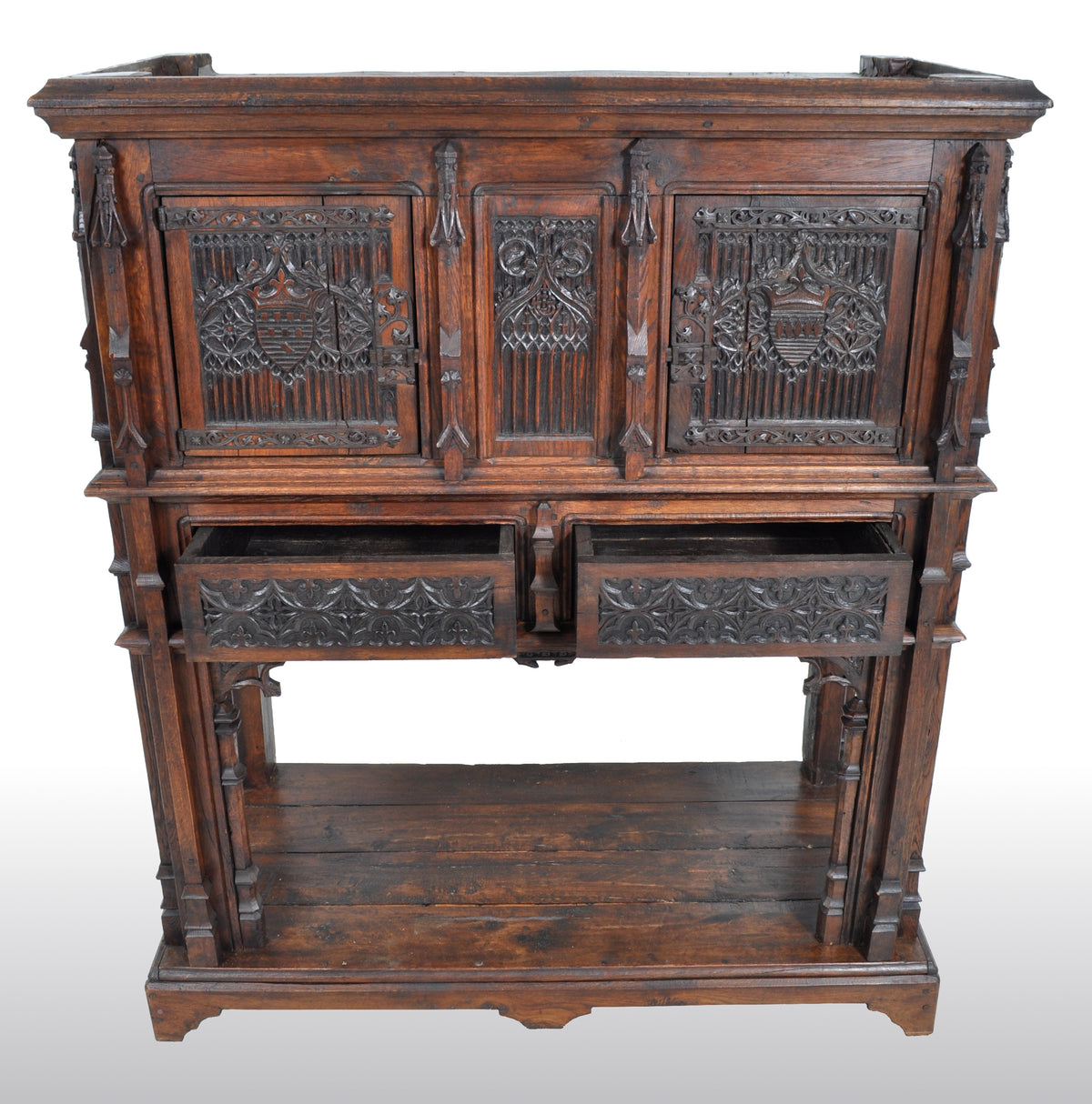 Antique French Gothic Oak Chalice Court / Cabinet / Sideboard, circa 1860