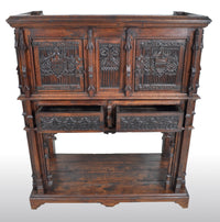 Antique French Gothic Oak Chalice Court / Cabinet / Sideboard, circa 1860