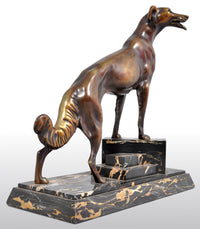 Antique Art Deco Bronze Russian Borzoi/Wolfhound/Dog by Louis-Albert Carvin (1875-1951)