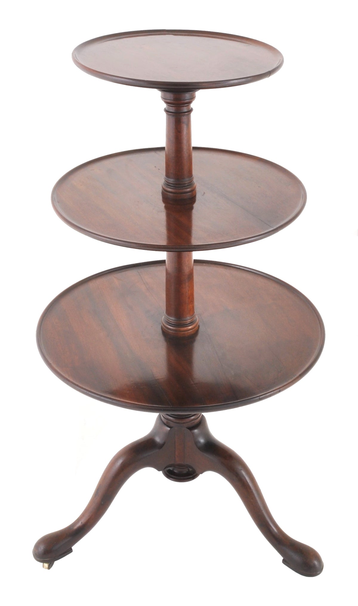 Antique George III Chippendale Mahogany 3-tier Dumb Waiter, Circa 1760