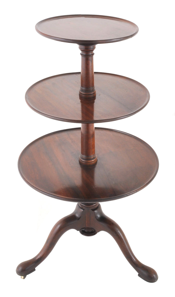 Antique George III Chippendale Mahogany 3-tier Dumb Waiter, Circa 1760