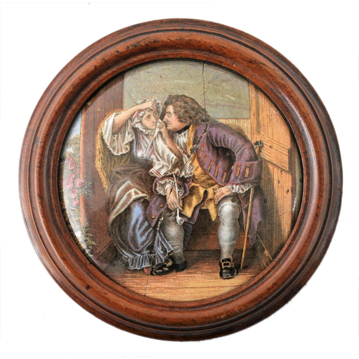 Antique Decorated Prattware Pot Lid, Circa 1870