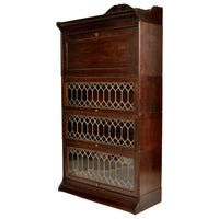 Antique Arts & Crafts Carved Oak Lawyer's / Barrister's Bookcase / Desk, Leaded Glass, circa 1900