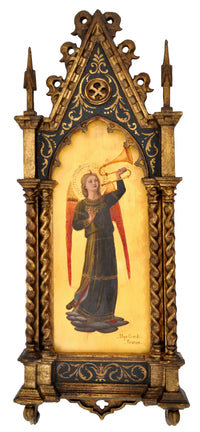 Pair of Antique 19th Century Italian Florentine Painted Gothic Renaissance Panels by Olga Ciardi, circa 1850