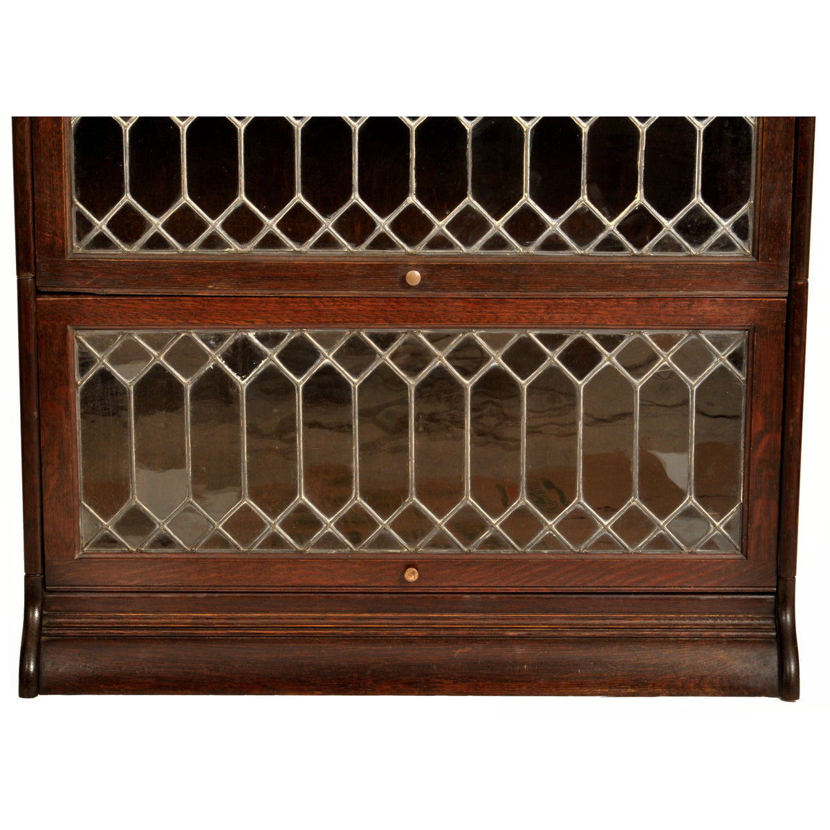 Antique Arts & Crafts Carved Oak Lawyer's / Barrister's Bookcase / Desk, Leaded Glass, circa 1900