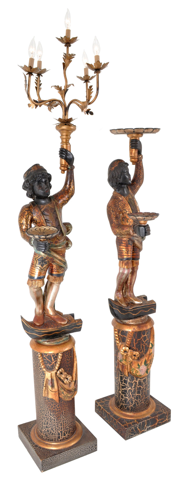Pair of Antique Italian Venetian Blackamoors / Figures / Statues / Candelabra, circa 1920