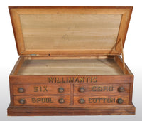 Antique American Oak Mercantile Country Store Desk Spool Cabinet, Willimantic, circa 1890