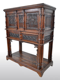 Antique French Gothic Oak Chalice Court / Cabinet / Sideboard, circa 1860