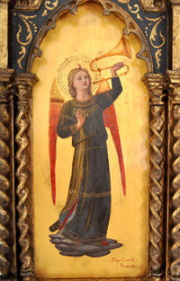 Pair of Antique 19th Century Italian Florentine Painted Gothic Renaissance Panels by Olga Ciardi, circa 1850