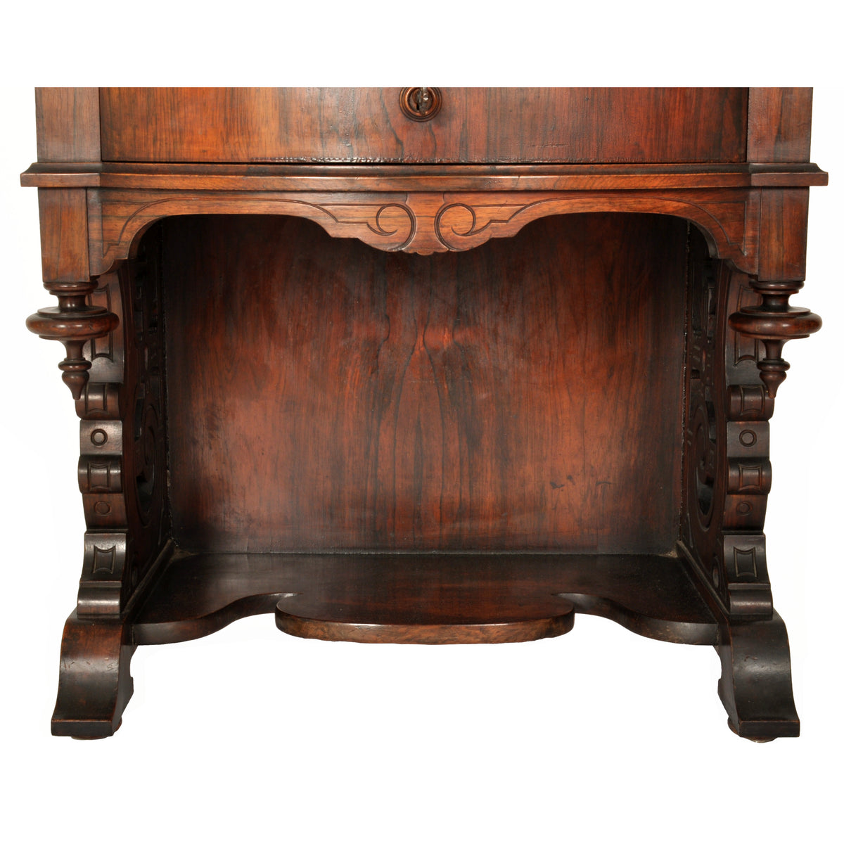 Antique American Renaissance Revival Carved Rosewood Music Cabinet, circa 1870