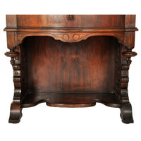 Antique American Renaissance Revival Carved Rosewood Music Cabinet, circa 1870