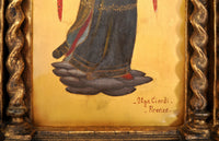 Pair of Antique 19th Century Italian Florentine Painted Gothic Renaissance Panels by Olga Ciardi, circa 1850