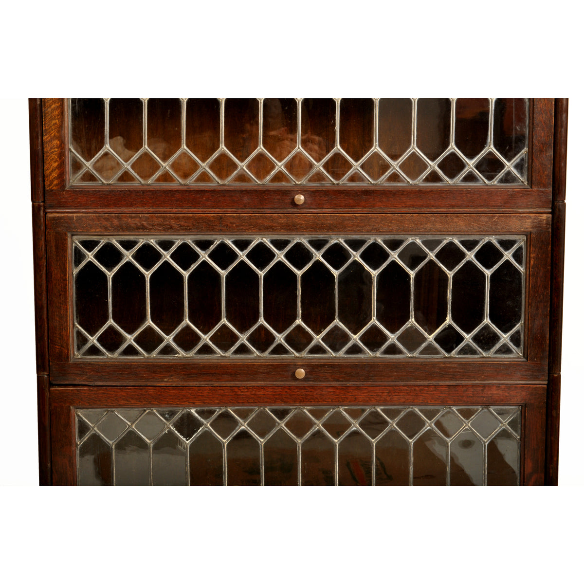 Antique Arts & Crafts Carved Oak Lawyer's / Barrister's Bookcase / Desk, Leaded Glass, circa 1900