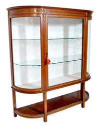 Antique Louis XVI Style English Mahogany Curved Cabinet, Circa 1900