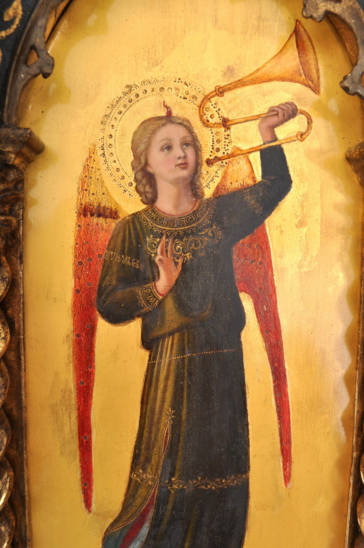 Pair of Antique 19th Century Italian Florentine Painted Gothic Renaissance Panels by Olga Ciardi, circa 1850