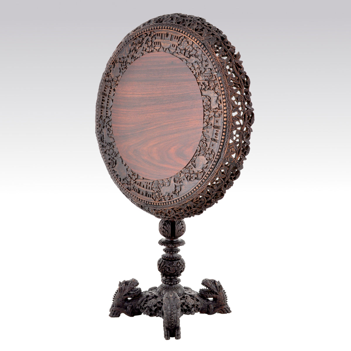 Antique 19th Century Anglo-Indian Carved Rosewood Tilt-Top Table, Circa 1870