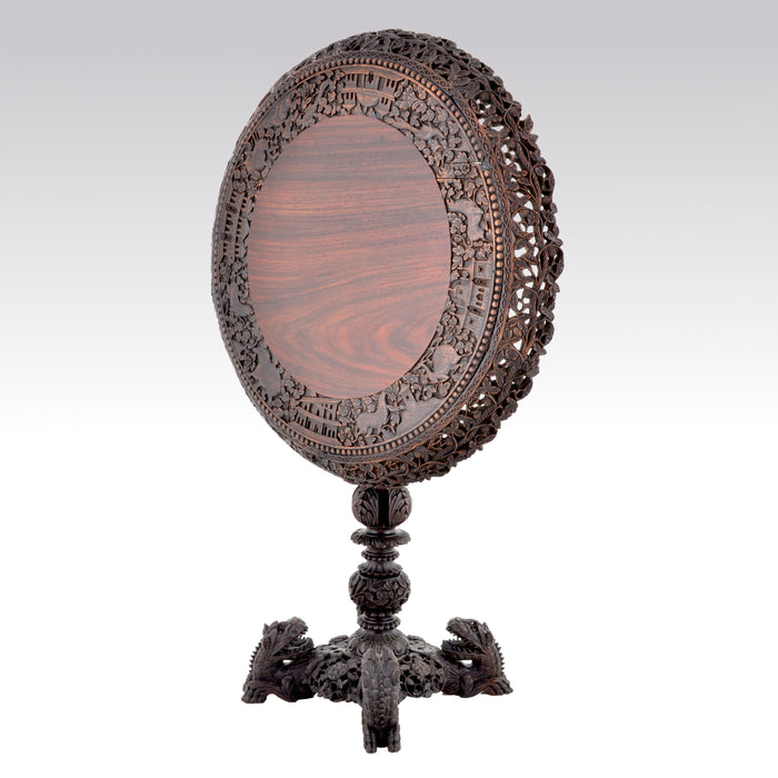 Antique 19th Century Anglo-Indian Carved Rosewood Tilt-Top Table, Circa 1870