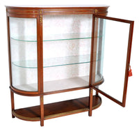 Antique Louis XVI Style English Mahogany Curved Cabinet, Circa 1900