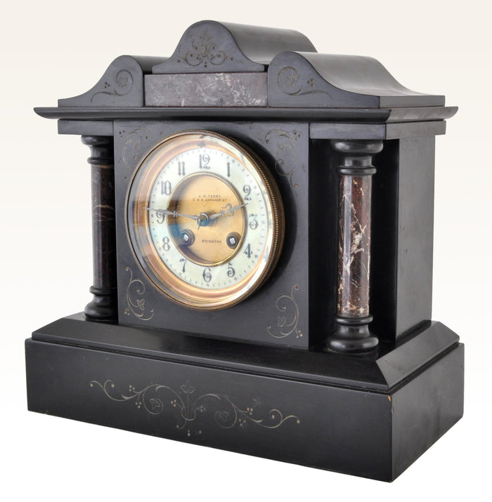 Antique English 8-Day Mantel Clock by J. W. Terry of Brighton, Circa 1880