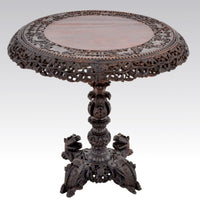 Antique 19th Century Anglo-Indian Carved Rosewood Tilt-Top Table, Circa 1870