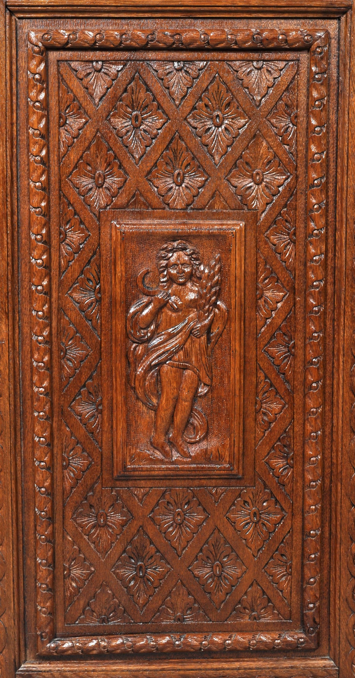 Antique French Baroque Carved Oak Corner Cabinet, circa 1780