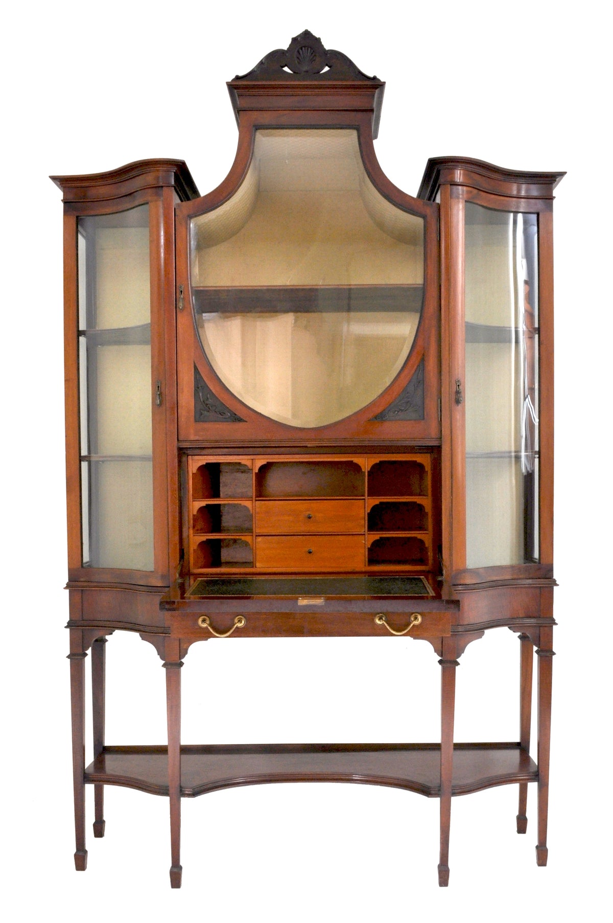 Antique Edwardian Hepplewhite Revival Mahogany Secretary Desk/China Cabinet/Hutch, Circa 1890