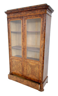 Antique French Louis Philippe Burl Walnut Bookcase / Cabinet, Circa 1830