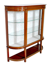 Antique Louis XVI Style English Mahogany Curved Cabinet, Circa 1900