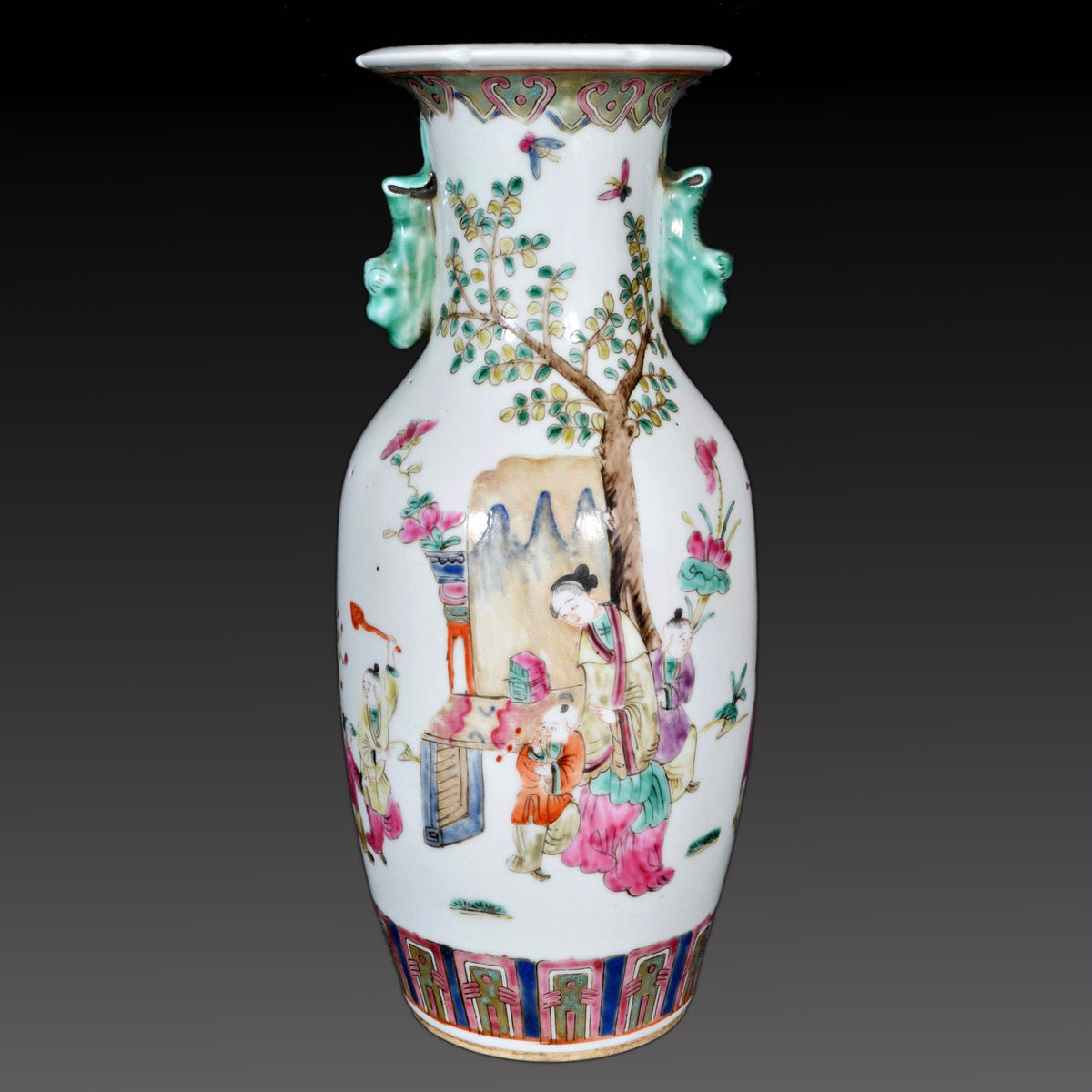 Antique Chinese Qing Dynasty Porcelain Famille Rose Vase, Circa 1880