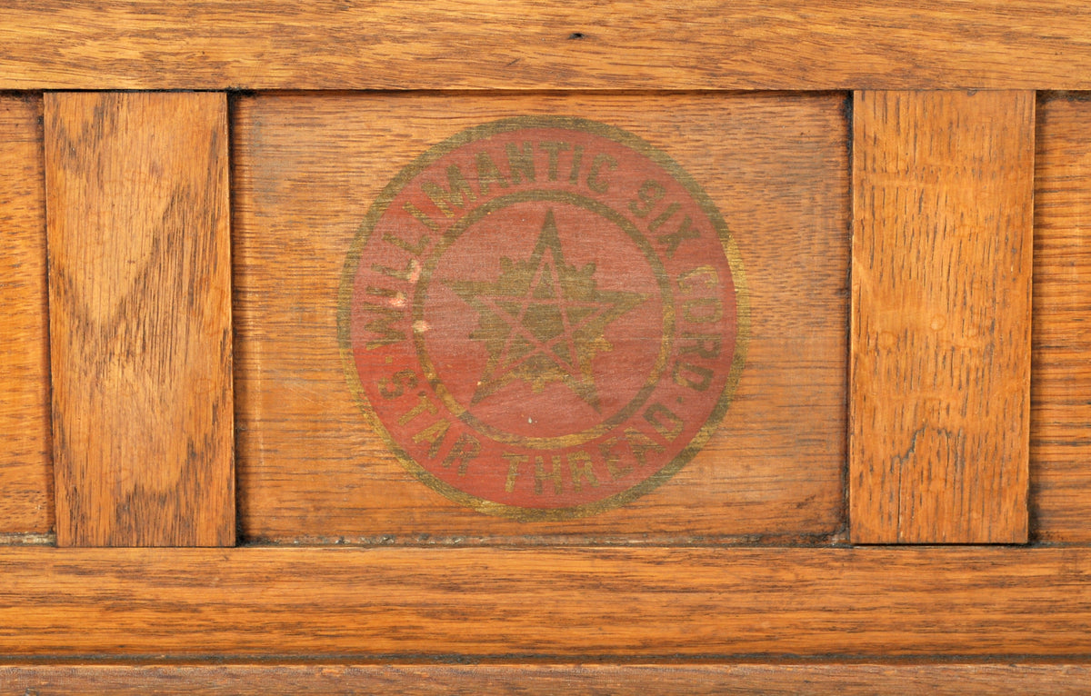 Antique American Oak Mercantile Country Store Desk Spool Cabinet, Willimantic, circa 1890