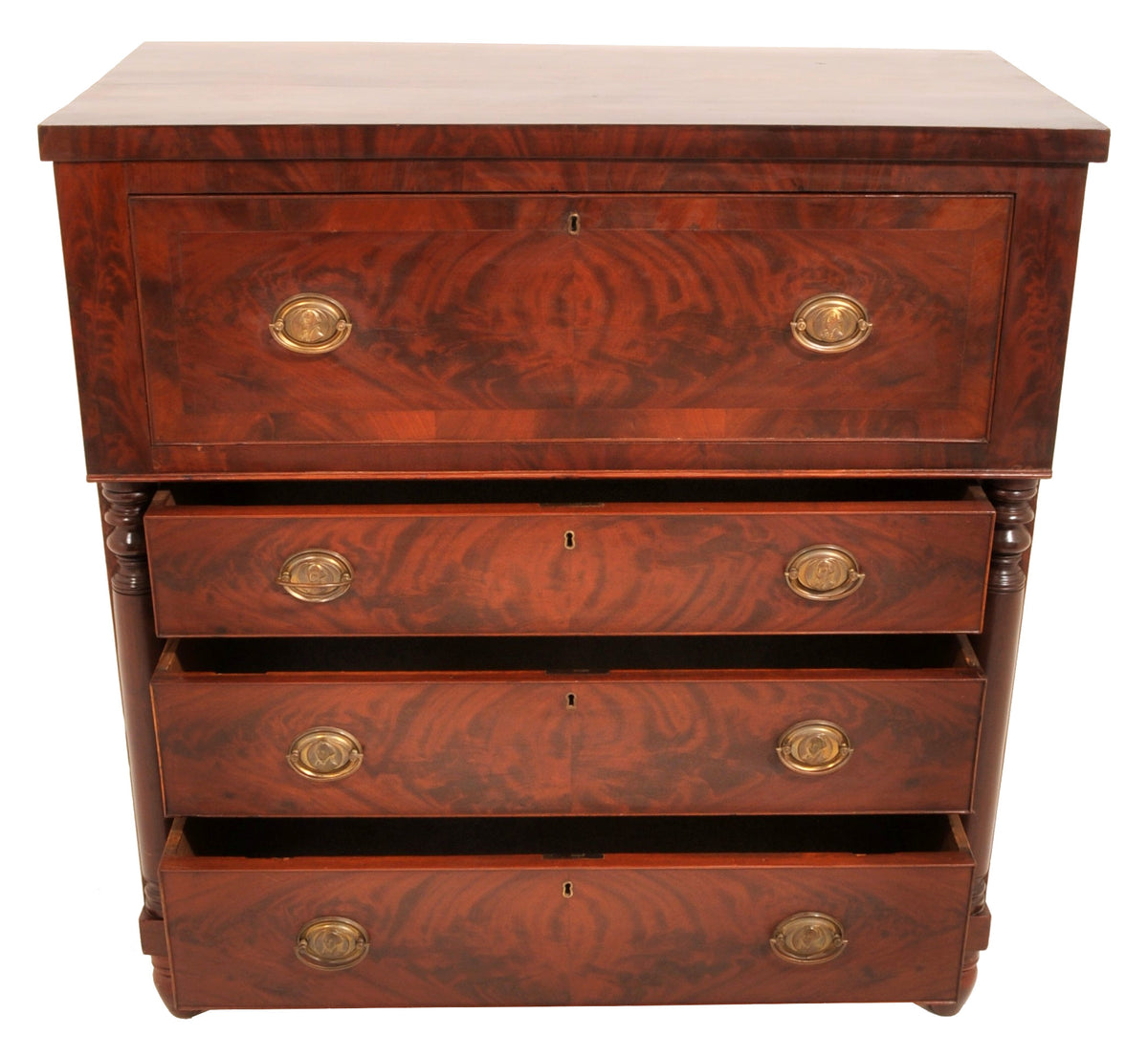 Antique American Mahogany Baltimore 'Butler's' Desk/Secretary Chest, Circa 1820