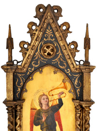Pair of Antique 19th Century Italian Florentine Painted Gothic Renaissance Panels by Olga Ciardi, circa 1850