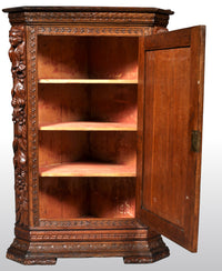 Antique French Baroque Carved Oak Corner Cabinet, circa 1780