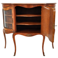Antique French Louis XV Inlaid Walnut Ormolu Serpentine Display Cabinet / Buffet, circa 1890