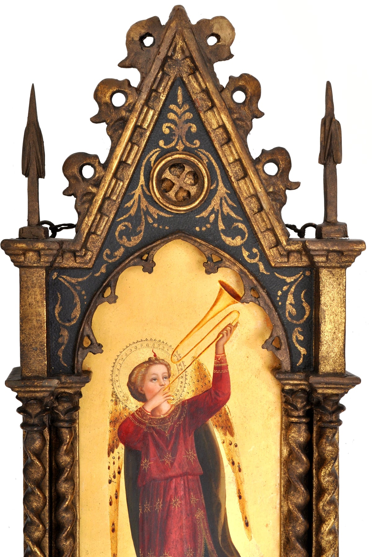 Pair of Antique 19th Century Italian Florentine Painted Gothic Renaissance Panels by Olga Ciardi, circa 1850