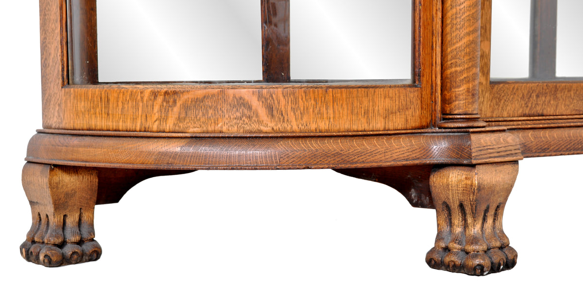 Antique American R. J. Horner Carved Oak Winged Griffin China Hutch / Cabinet, circa 1890