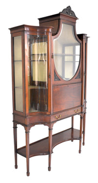 Antique Edwardian Hepplewhite Revival Mahogany Secretary Desk/China Cabinet/Hutch, Circa 1890